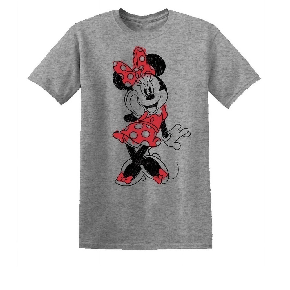Disney- Mini Mouse Sketch Grey Tee Size Large